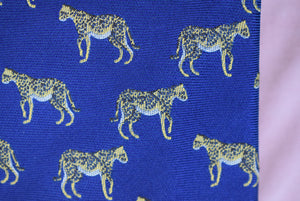 O'Connell's x Seaward & Stearn Royal Blue English Silk w/ Gold Cheetah Club Tie