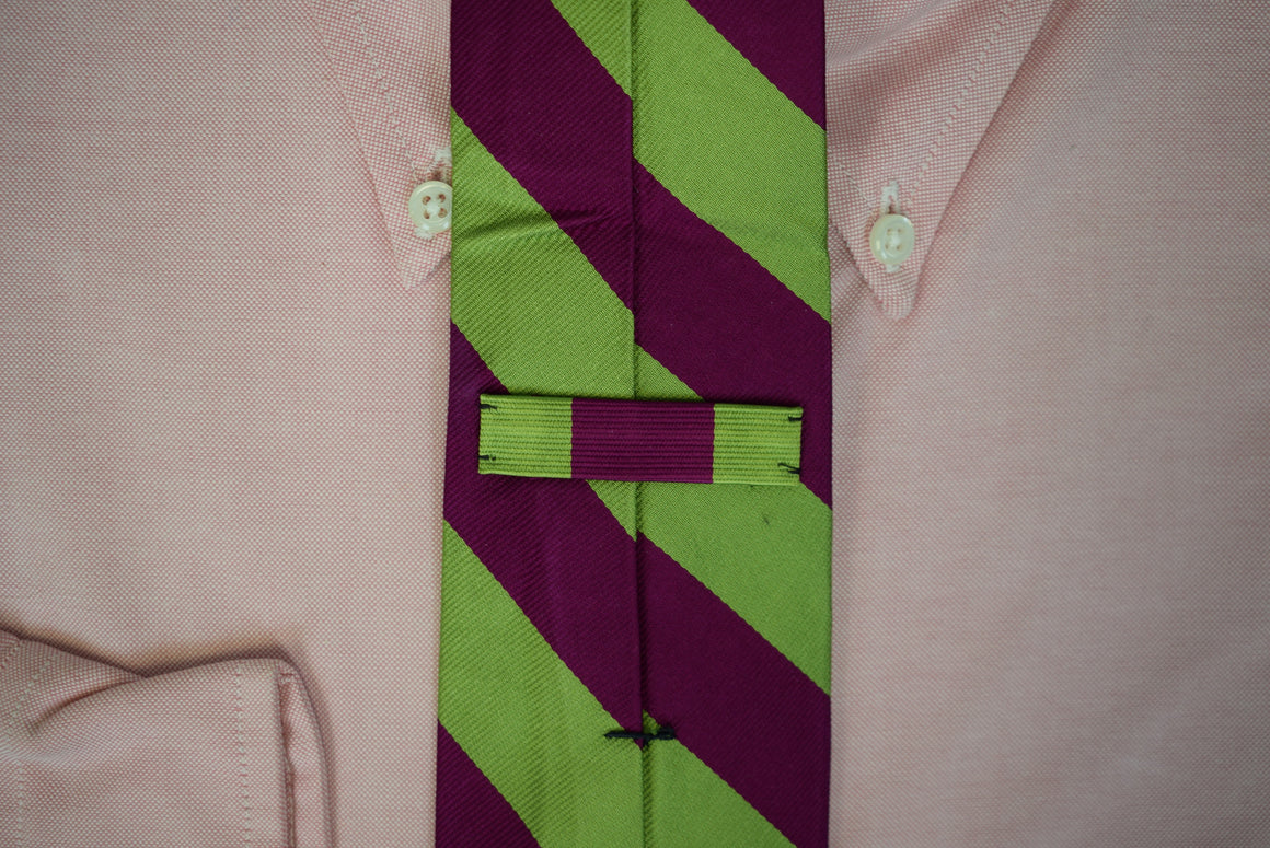 Polo Ralph Lauren Chartreuse/ Magenta Repp Stripe Silk Tie