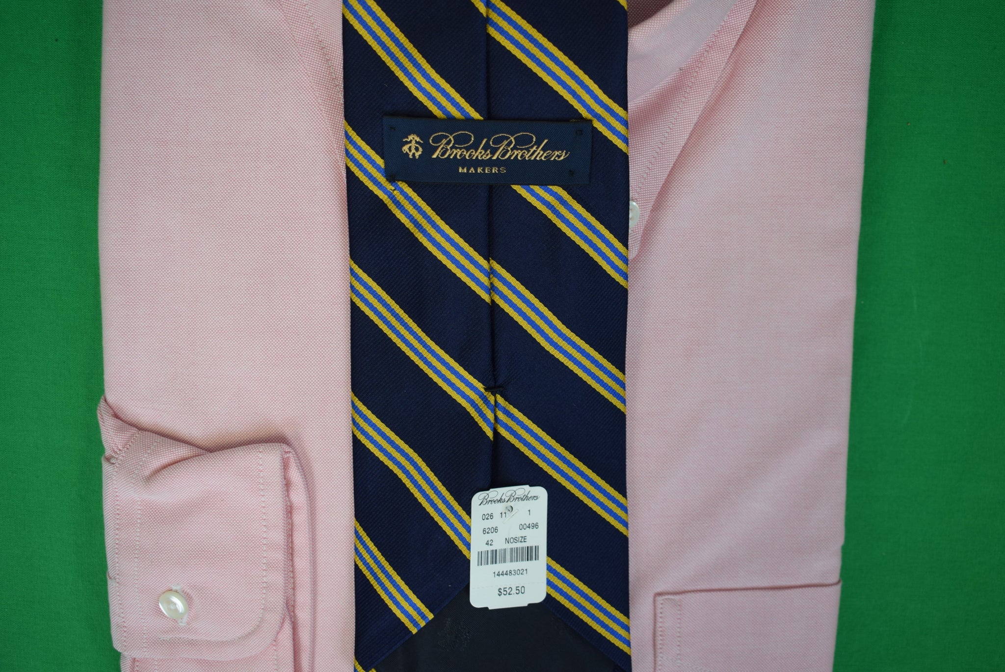 Brooks Brothers Navy/ Royal/ Yellow Repp Stripe English Silk Club Tie (NWT)