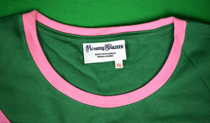 "Rowing Blazers Green w/ Pink Diagonal Stripe S/S Cotton Tee Shirt" Sz XXL (NWOT)