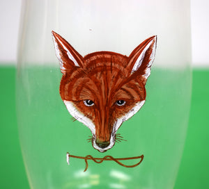 "Hand-Painted Fox Mask & Hunt Crop Glass Lamp Cover" (SOLD)