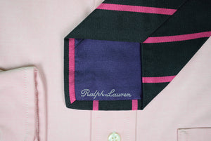 "Ralph Lauren Purple Label Italian Silk Black/ Pink Repp Stripe Tie" (SOLD)