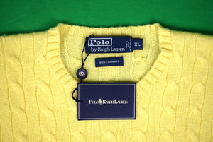 "Polo Ralph Lauren Yellow Cashmere Cable Crewneck Sweater" Sz XL (New w/ RL Tag)