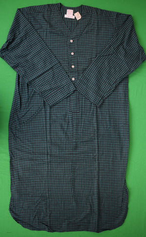Brooks Brothers Cotton Flannel Green/ Black Check c1980s Nite Shirt Sz L (DEADSTOCK w/ BB Tag)