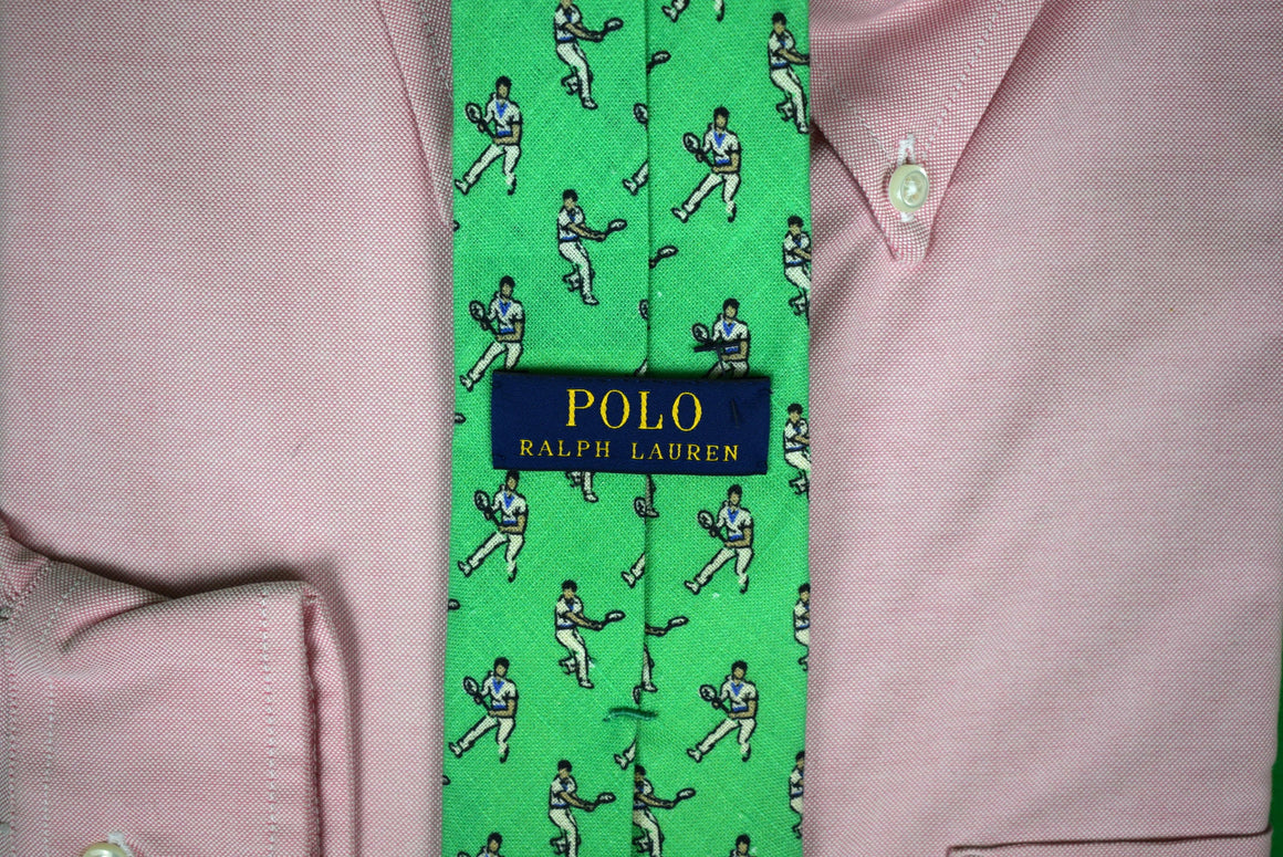 Polo Ralph Lauren Italian Linen Tennis Player Green Tie