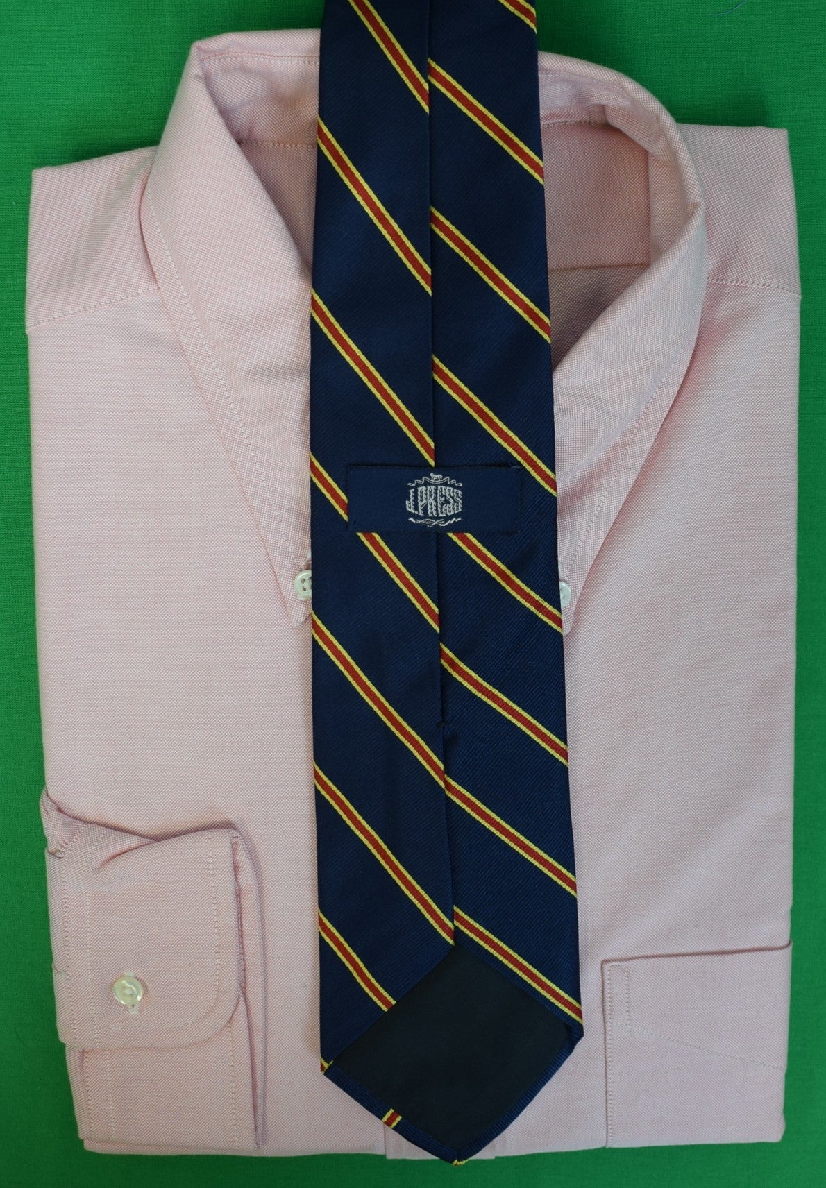 J. Press Navy w/ Gold/ Red Repp Stripe English Silk Club Tie