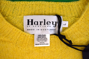 "Harley Of Scotland Lemon Yellow Shaggy Dog Shetland Wool Crewneck Sweater" Sz L (NWT)