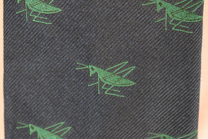 J. Press Navy Silk w/ Green Emblematic Grasshopper Tie