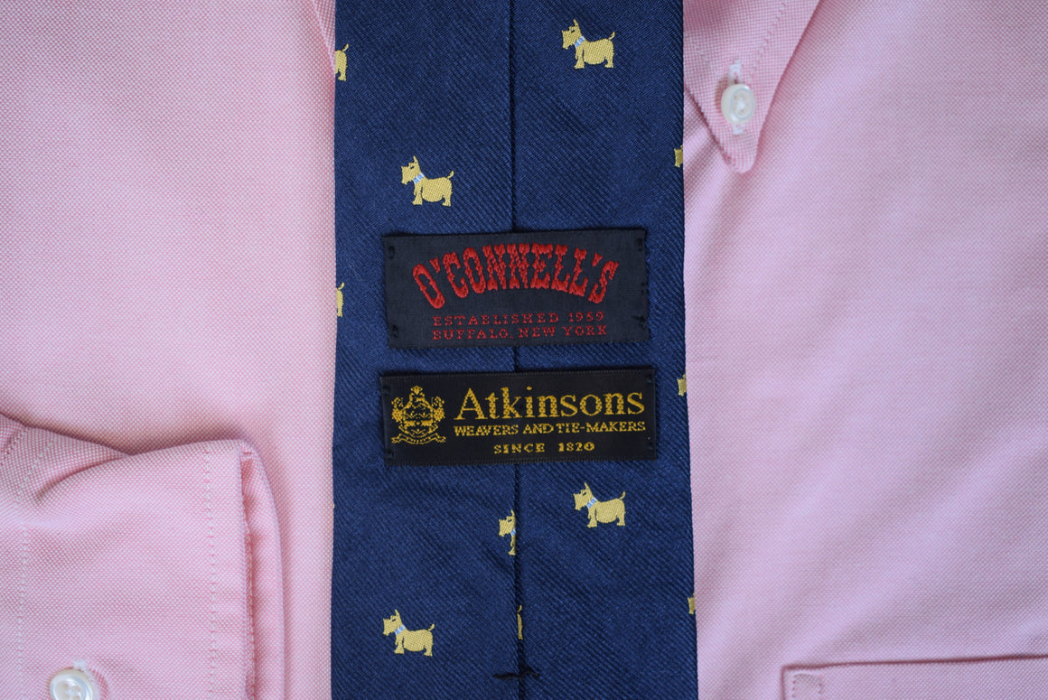 O'Connell's x Atkinsons Navy English Silk w/ Gold Scottie Dog Club Tie