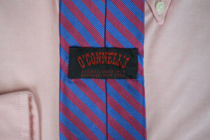 O'Connell's Burgundy/ Royal Blue Repp Stripe Silk Tie