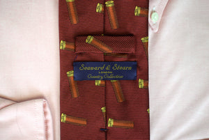 "Seaward & Stearn Burgundy English Silk Cartridge Shell Club Tie"