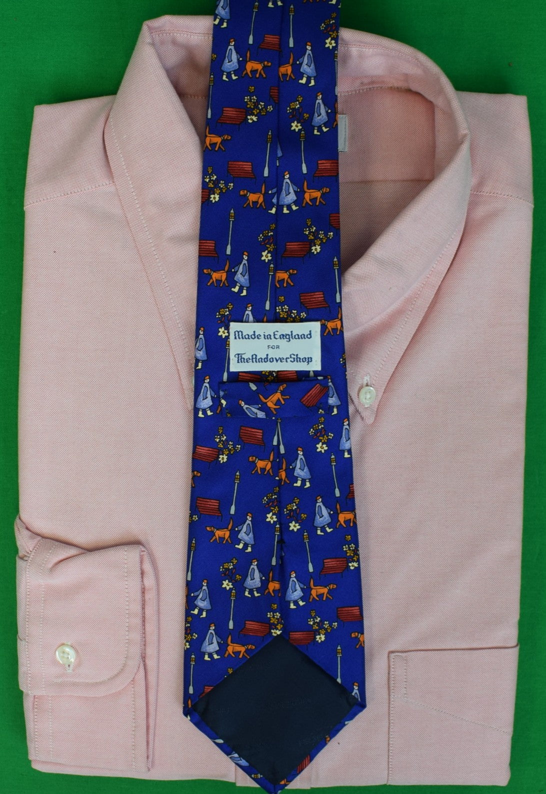 The Andover Shop Royal Blue English Silk Tie w/ Dog Walker Print