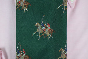 Polo Ralph Lauren Hunter Green Equestrian Italian Twill Silk Tie