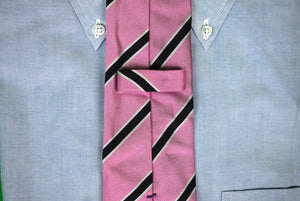 Ralph Lauren Purple Label Italian Silk Pink/ Black Repp Stripe Tie