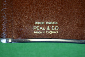 Brooks Brothers x Peal & Co Brown Leather- Lined Stainless Steel 8oz Flask Made In England