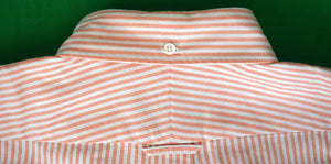 "Drake's London Orange Ticking Stripe Oxford Cloth Button-Down Shirt" Sz 17- 34