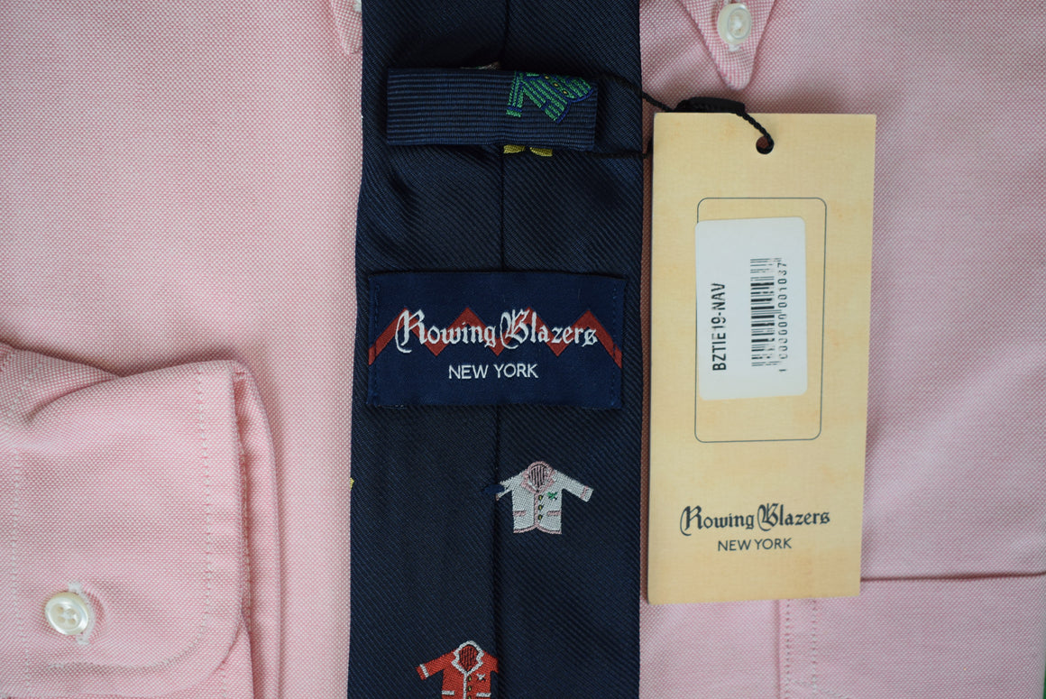 "Rowing Blazers Navy Twill Poly Club Tie" (NWT)