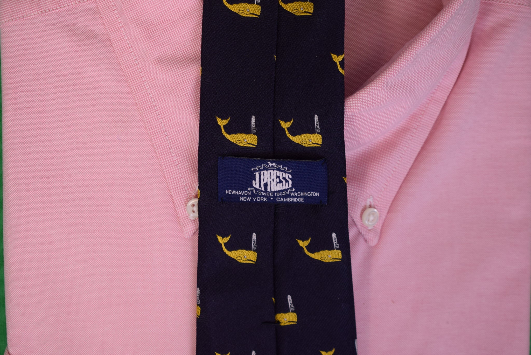 "J. Press Made In USA Navy w/ Yellow Whales Club Tie" (NWT)