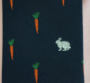 Chipp Orange Carrot w/ White Rabbit Navy Poly Tie