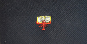 "Chipp Navy Club Tie w/ Red Lobster Reading Menu"