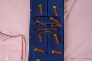 "Seaward & Stearn Royal Blue w/ Red Shotgun Shells English Silk Club Tie"