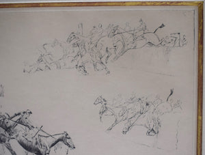 Grand National Steeplechase c1930s Drypoint Vignette By Paul Brown