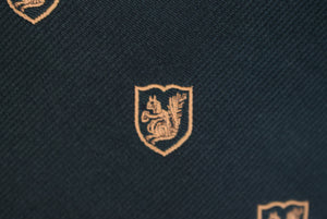 "The Country Club Brookline, MA Green Silk Tie w/ Primrose Yellow Squirrel Crest TCC Emblem" (SOLD)