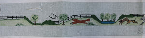 Hand-Painted Needlepoint Fox-Hunt Scene Canvas Belt