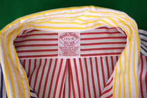 "Brooks Brothers B/D Broadcloth Bengal Stripe c1990s Fun Shirt" Sz: 17 1/2-R