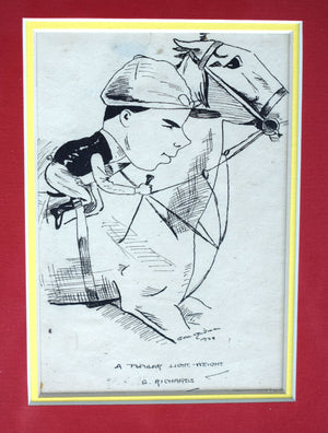 The Aga Khan & Gordon Richards Pen & Ink c1924 Pen & Ink Drawing