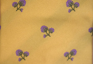 Asprey London Yellow Silk Tie w/ Lavender Floral Print (New w/ Box)