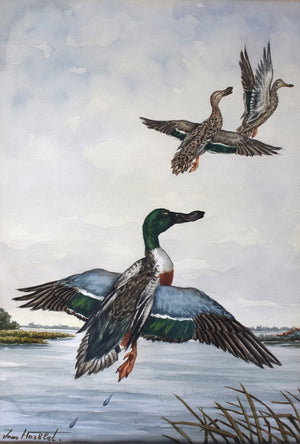 Three Ducks In Flight Over Marsh Ex- C.Z. Guest Estate