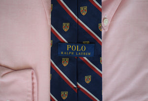 "Polo Ralph Lauren Navy w/ Red Repp Stripe Italian Silk Crest Tie" (NWOT)