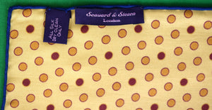 Seaward & Stearn London Gold Dots English Silk Pocket Square (NWOT)