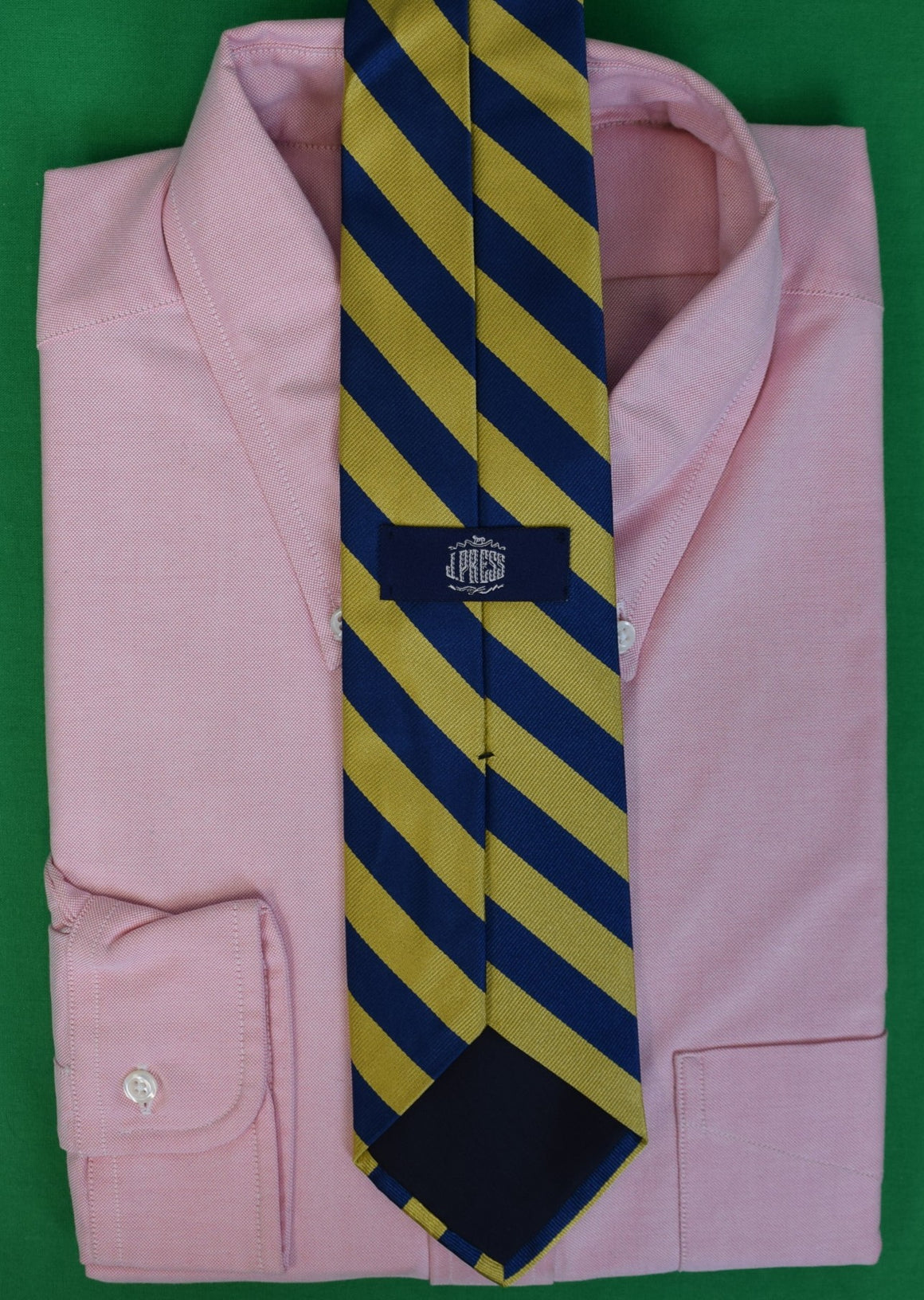J. Press Yellow/ Blue Repp Stripe English Silk Club Tie