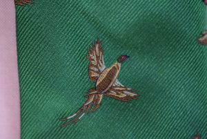 O'Connell's Green Silk Tie w/ Camel Pheasant Print (NWOT)