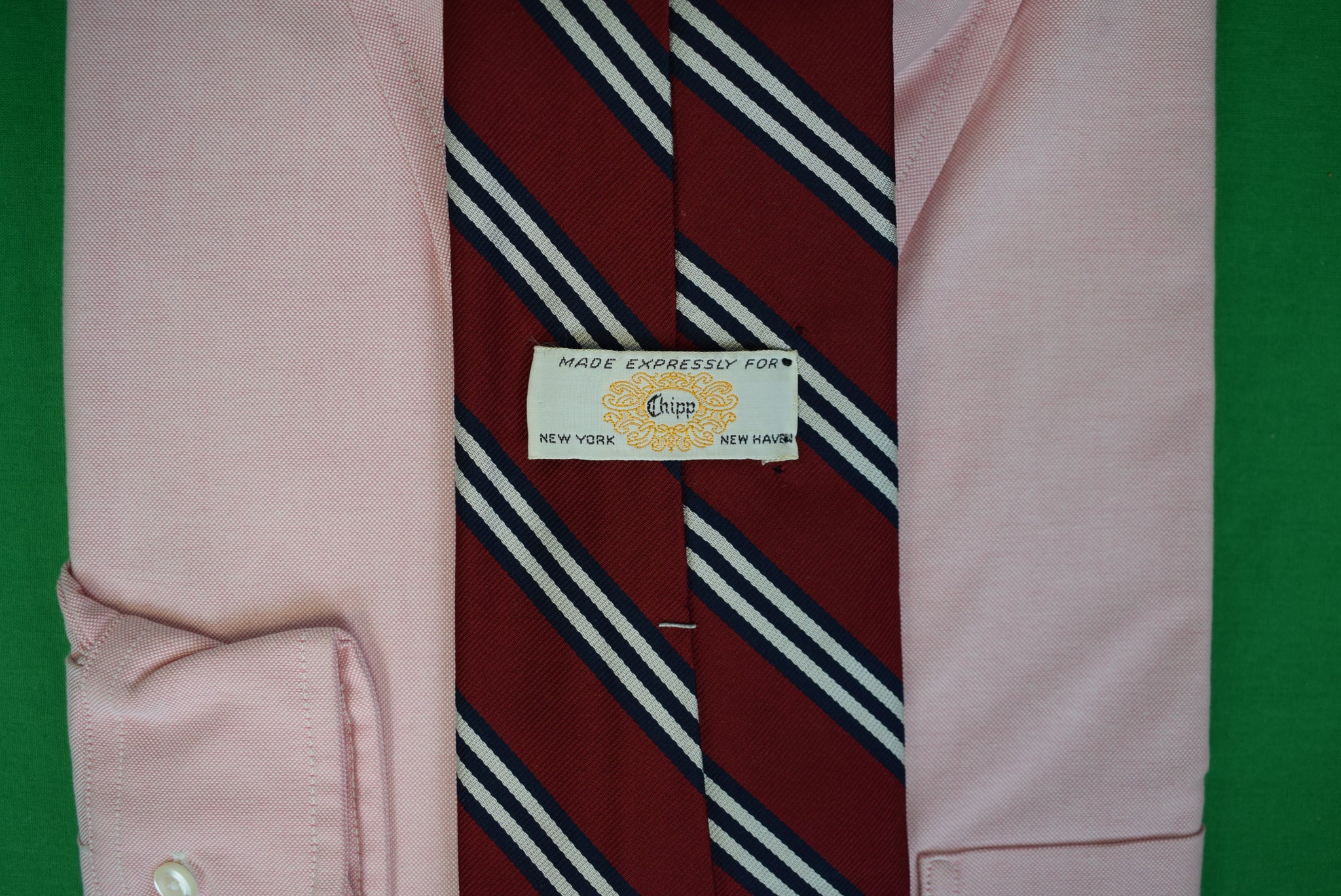 Chipp Burgundy/ Navy/ Silver Repp Stripe Silk Tie