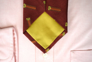 "Seaward & Stearn Burgundy English Silk Cartridge Shell Club Tie"