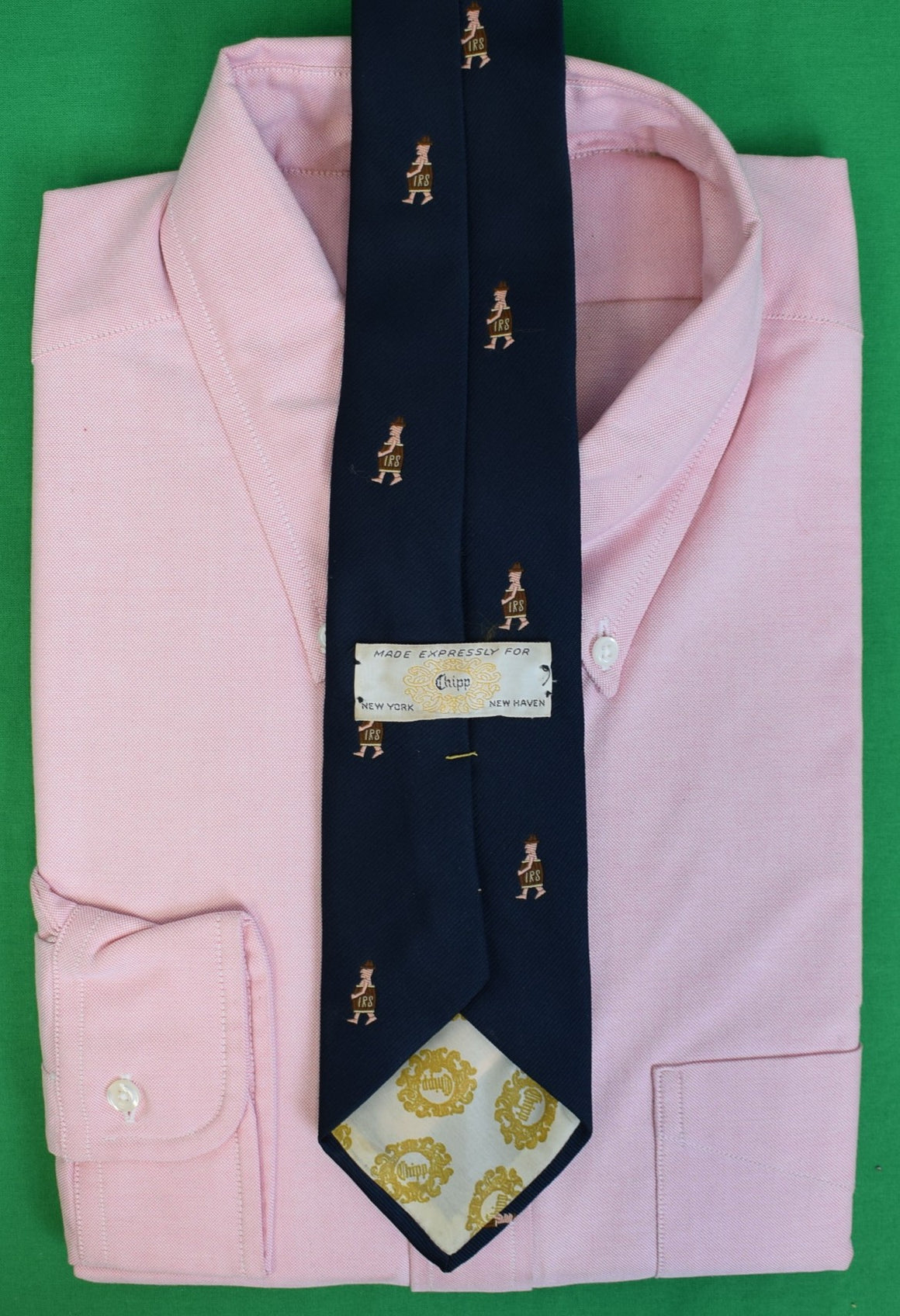Chipp Navy Club Tie w/ IRS- "I Ran Short" Print