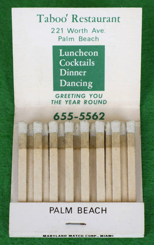 "Ta-boo Restaurant 221 Worth Avenue Palm Beach Matchbook" (Unstruck)