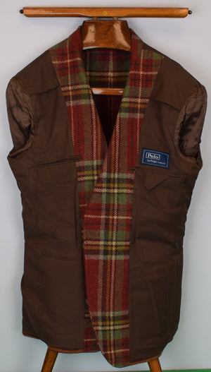 "Polo By Ralph Lauren Brick Red/ Lovat Green Horse Blanket Plaid Sport Jacket Made In Italy" Sz 40R (NWT)