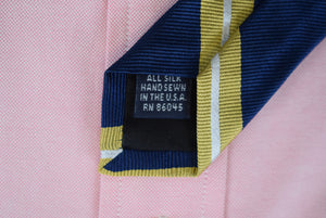 O'Connell's Navy w/ Gold/ White Repp Stripe Silk Tie