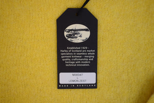 "Harley Of Scotland Lemon Yellow Shaggy Dog Shetland Wool Crewneck Sweater" Sz L (NWT)