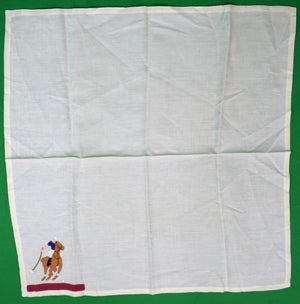 Set x c1940s Polo Player Hand Embroidered Tablecloth & 5 Dinner Napkins