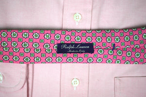 Ralph Lauren Purple Label Italian Silk Pink/ Green Foulard Tie