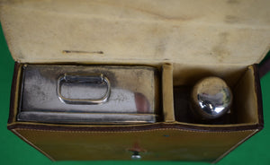 Abercrombie & Fitch Women's Sandwich Box & Glass Flask w/ English Bridle Leather Case w/ Strap