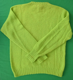 "Drumohr x Mill Pond House Chartreuse Shaggy Dog Shetland Crewneck Sweater Made In Scotland" Sz L