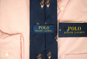 Ralph Lauren Navy Polo Bear Italian Silk Tie (New w/ RL Tag)