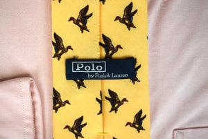 Polo Ralph Lauren Yellow Wool Challis Mallard Duck Club Tie
