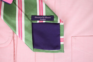 "Seaward & Stearn Green w/ Pink/ White Repp Stripe English Silk Tie" (New w/ S&S Tag) (SOLD)